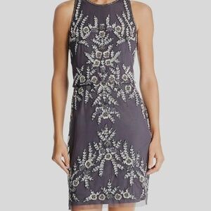 Adrianna Papell beaded floral sleeveless sequin sheath dress